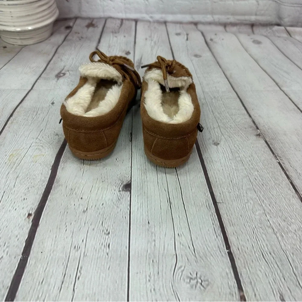 lamo UNISEX toddler brown suede moccasin slipper sz 11Y faux fur festival casual